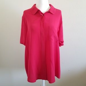 Madewell NWOT red silk button up